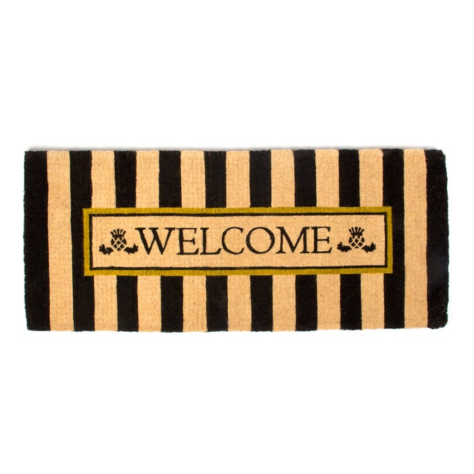 Welcome Awning Stripe Double Door Entrance Mat