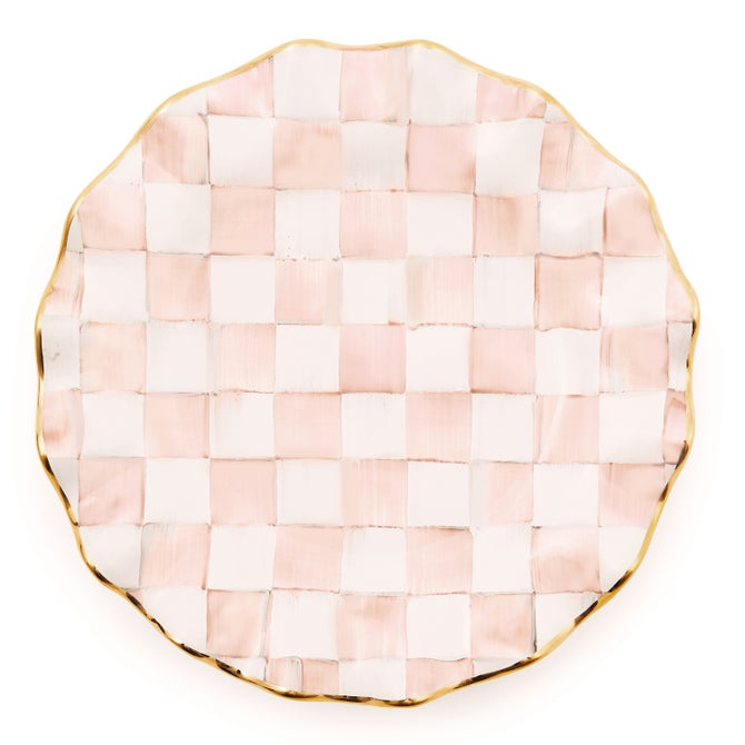 Rosy Check Ceramic Fluted Dinner Plate
