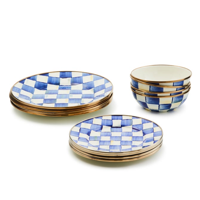 Royal Check Dinnerware 12pc Complete Set