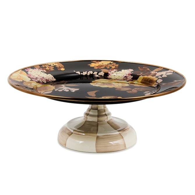Wild Rose Brown Small Pedestal Platter