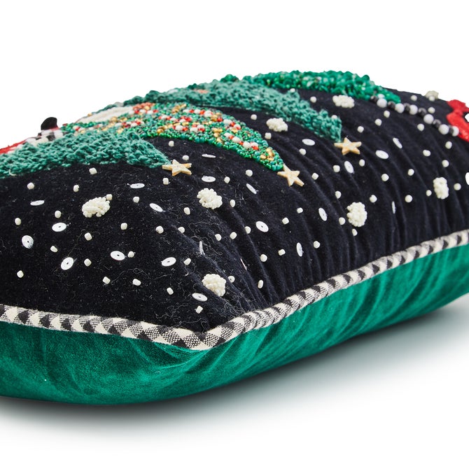 Caroling Snowmen Beaded Lumbar Pillow