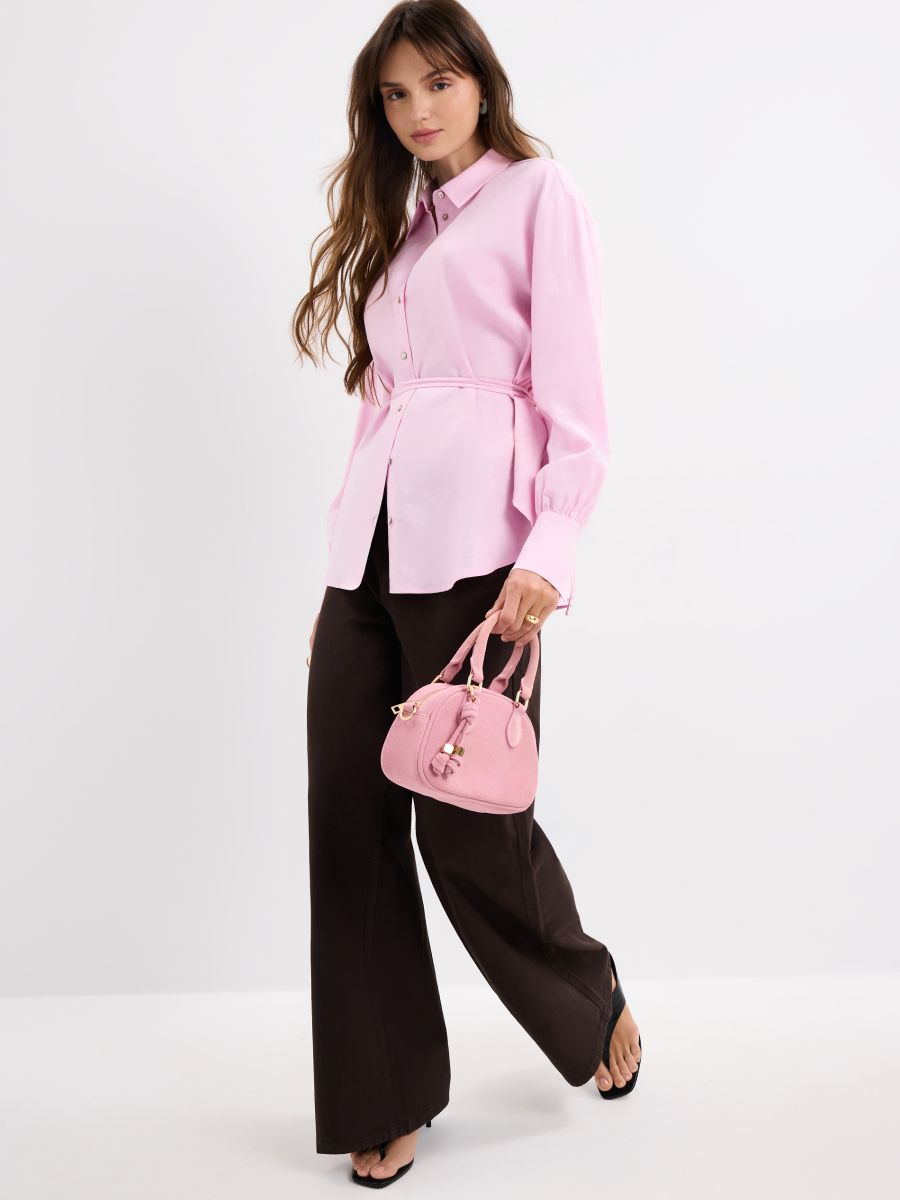 Różowa koszula z lnu i wiskozy