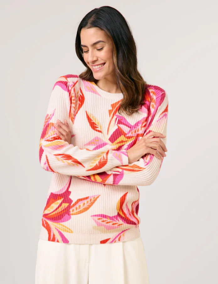 GERRY WEBERRipped Knit with Flower PatternPink/White