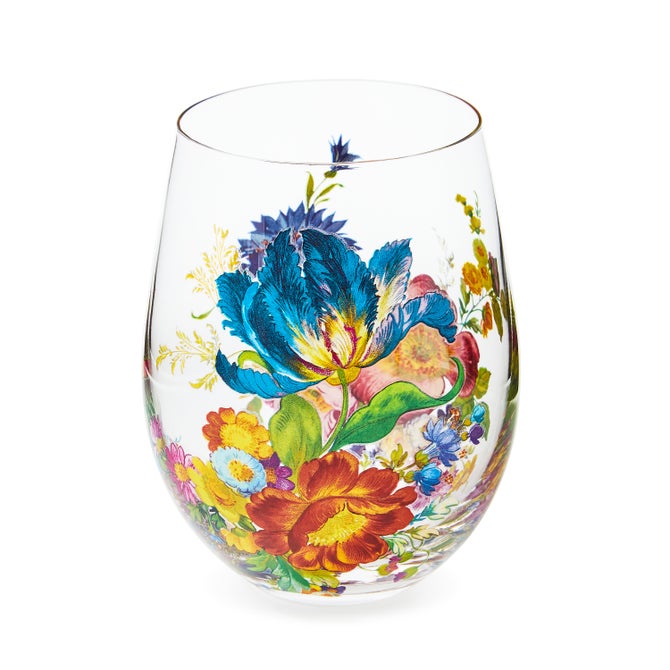 Flower Market Stemless Wine Glass, Set of 4