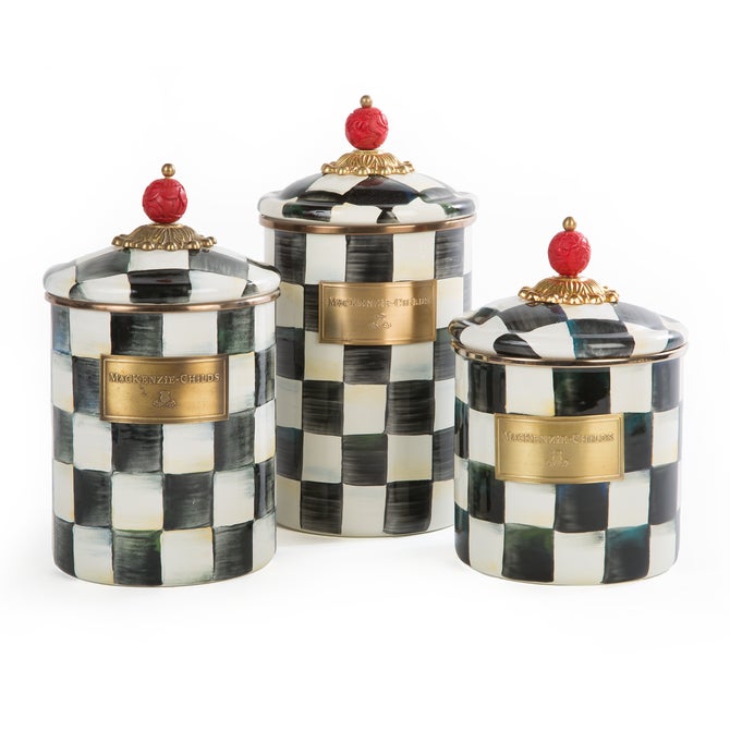 Courtly Check Enamel Canisters