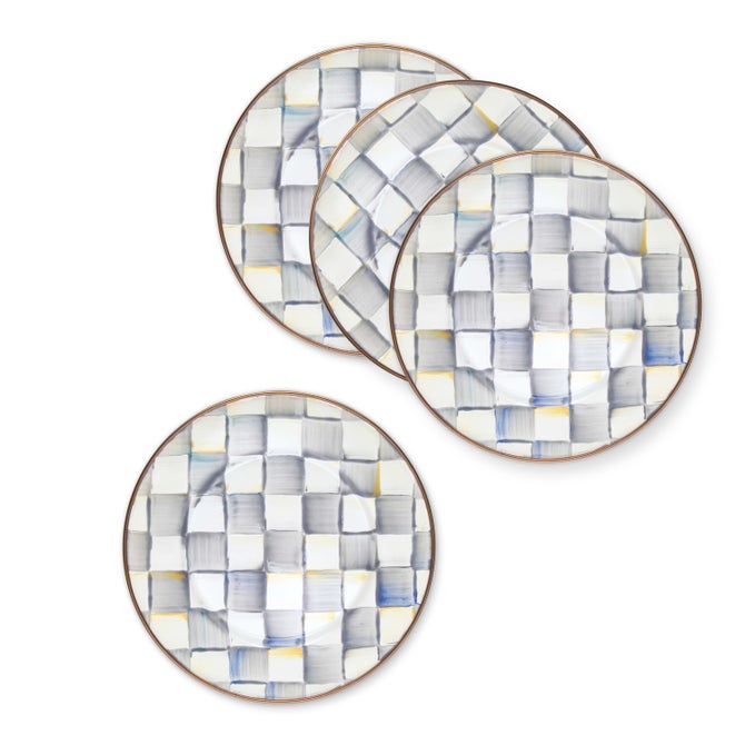 Sterling Check Salad Plates, Set of 4