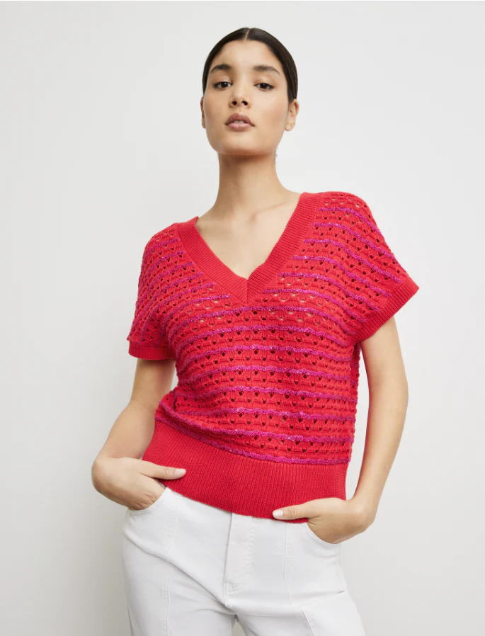 GERRY WEBERShort Sleeve Jumper in Airy KnitRed
