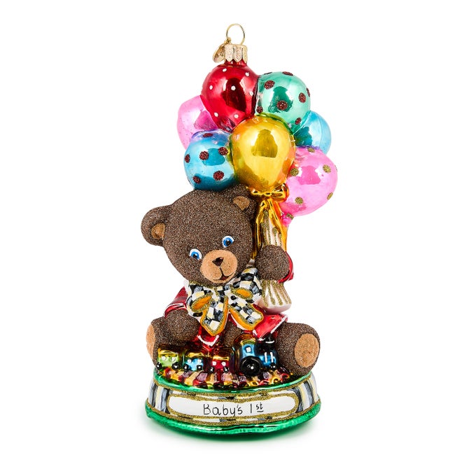 Baby's 1st Balloon Bear Glass Ornament
