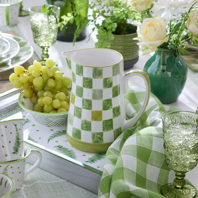 Stoneware Check Pitcher