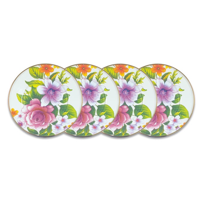 White Flower Market White Salad Plates, Set of 4