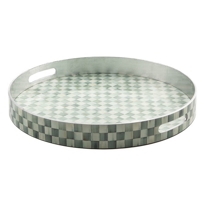 Sterling Check Lacquer Round Tray