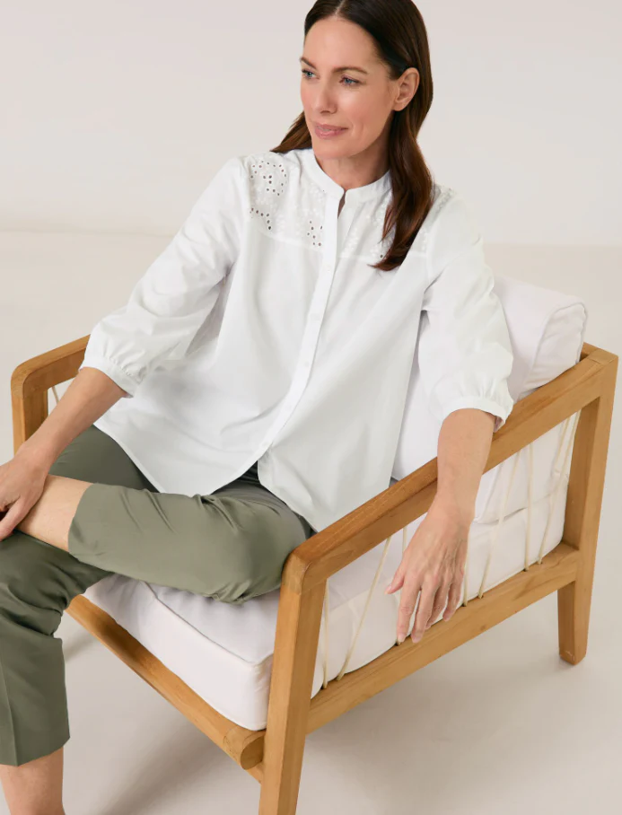 GERRY WEBER3/4 Sleeve Blouse with Broderie AnglaiseWhite