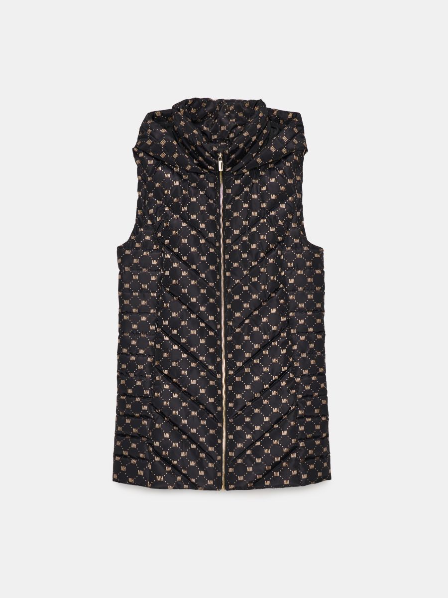 Pikowana kremowa kamizelka z kapturem