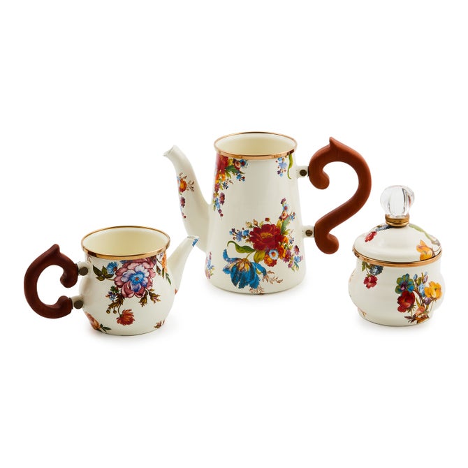 White Flower Market Stackable Coffee Set