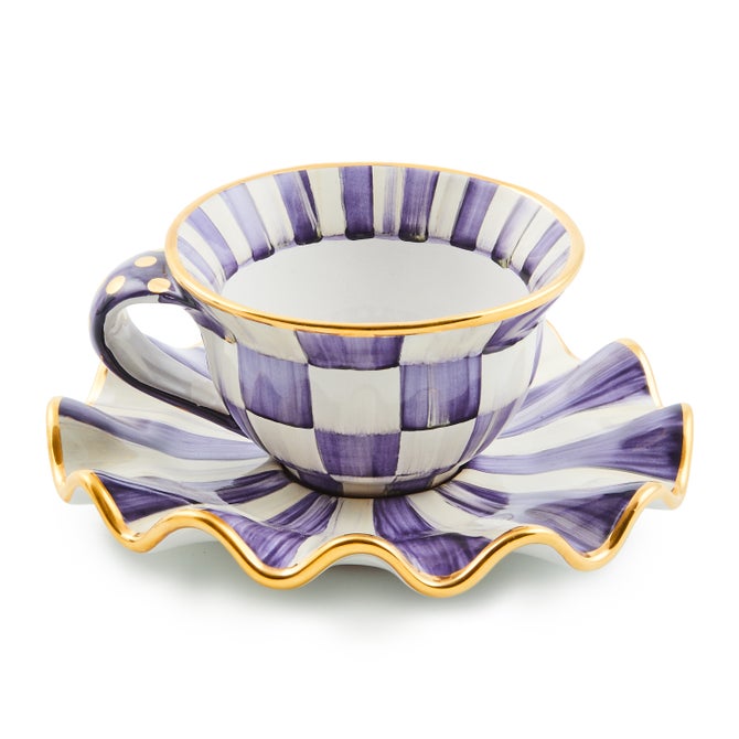 Plum Check Ceramic Saucer