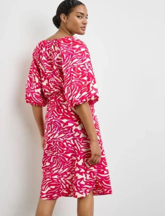 TAIFUNDigital Red Patterned DressRed