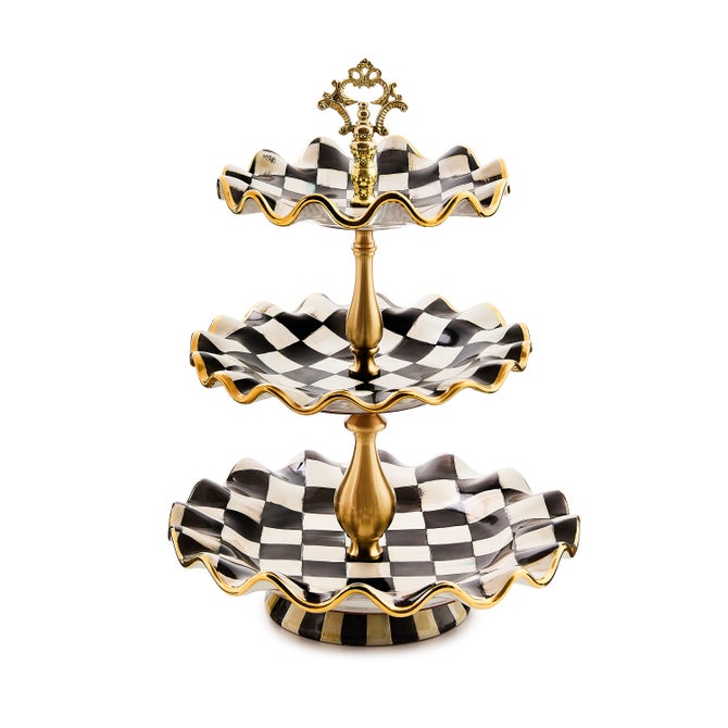 Courtly Check Ceramic Three Tier Sweet Stand