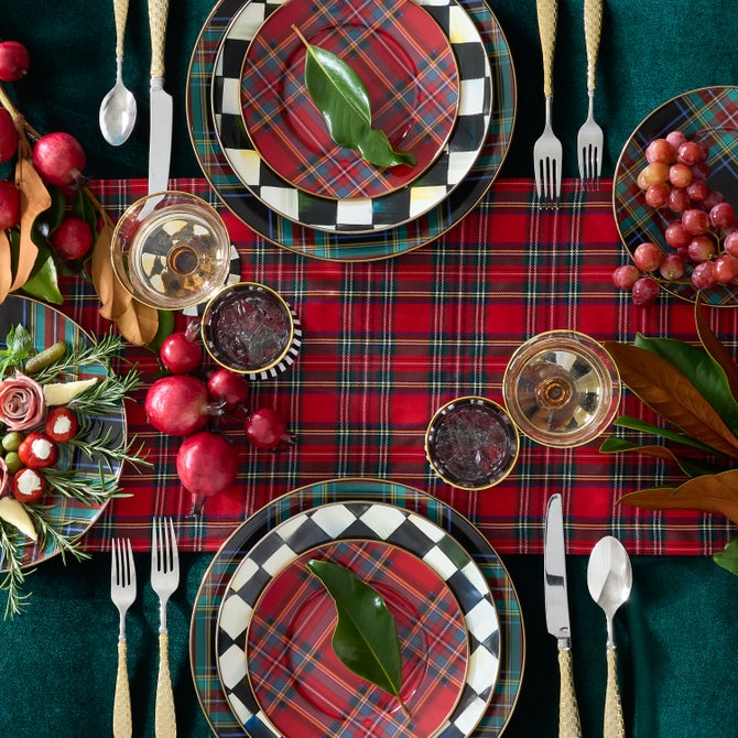 Red Tartan Check Table Runner