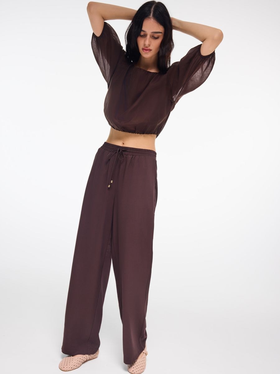 Niebieskie spodnie z wiskozy