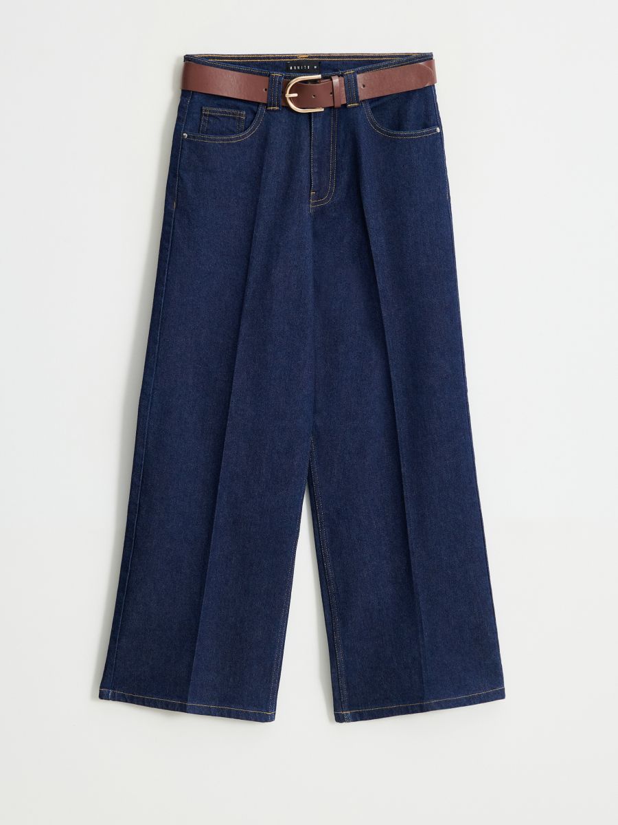 Jeansy wide leg z paskiem petite