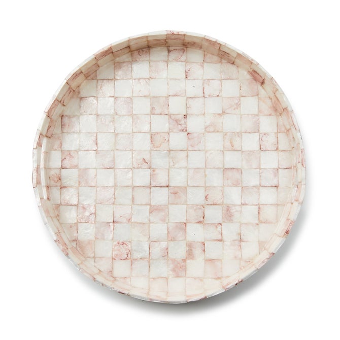 Rosy Check Capiz Round Tray
