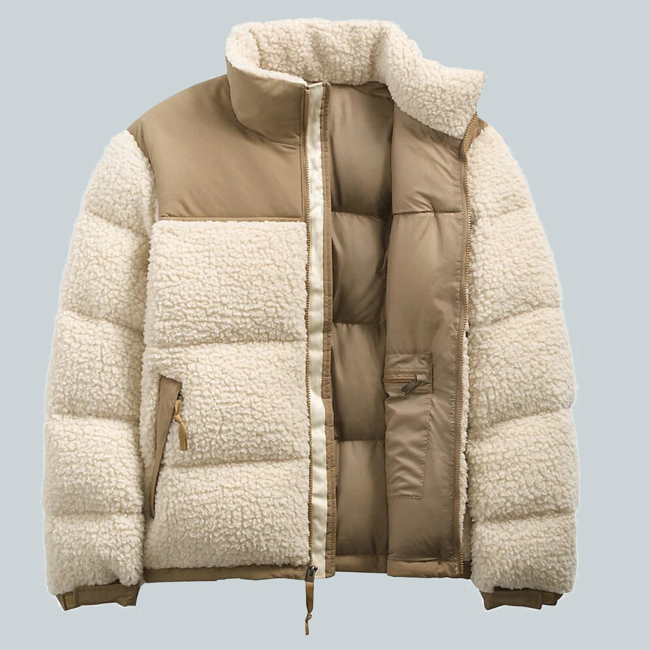 Beige and Off-White Sherpa Jacket