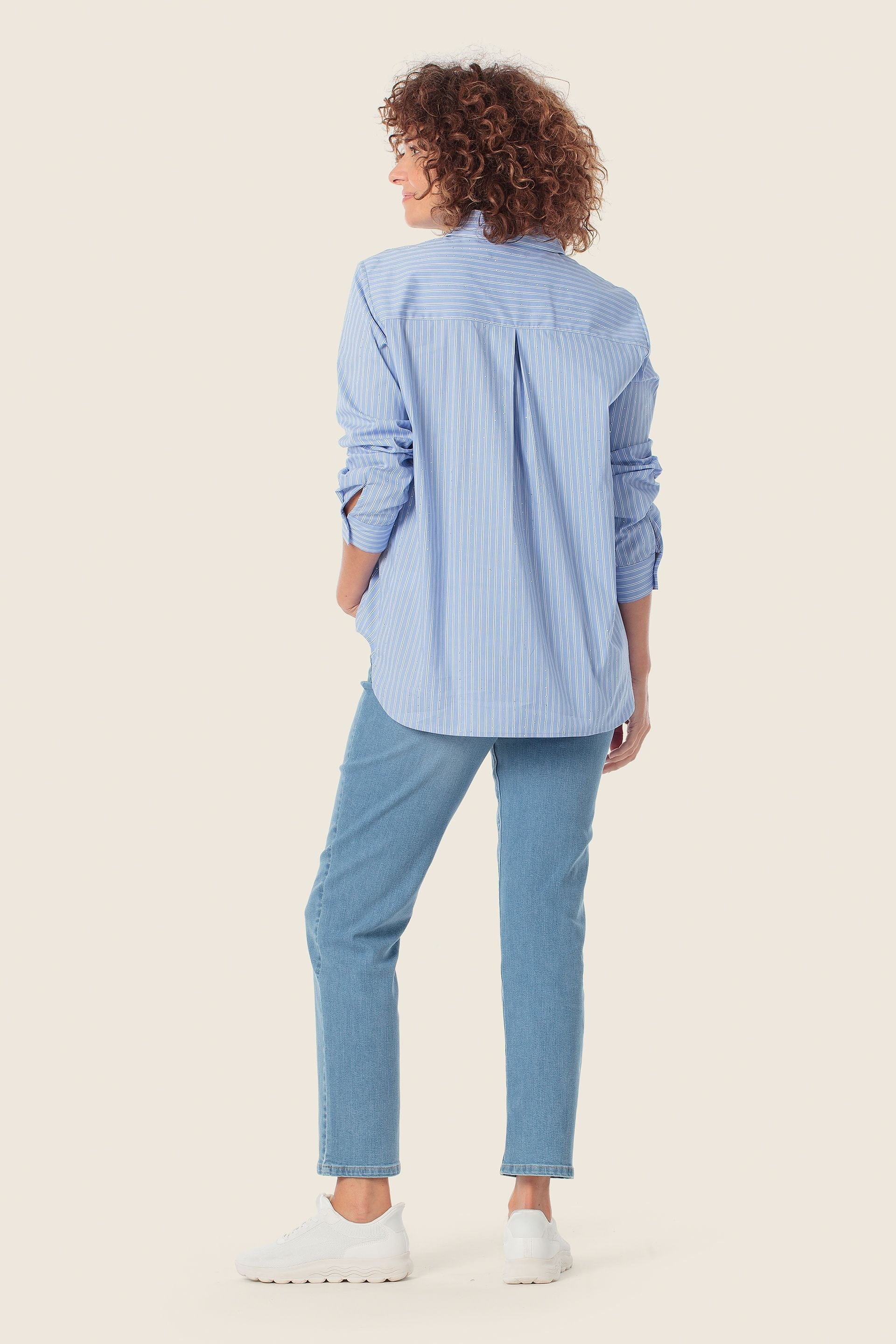 Streifen Bluse mit Strass