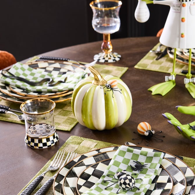 Fergal's Friend Spider on Small Moss Stripe Pumpkin
