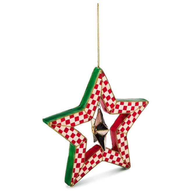 Check It Out Red Capiz Star Ornament