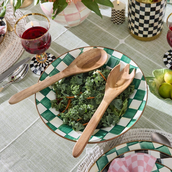 Check Enamel Serving Bowl