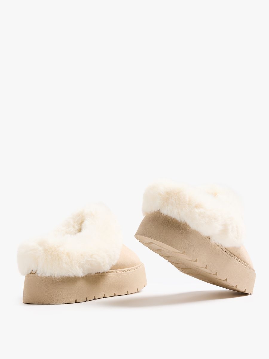 Skórzane mule z futerkiem