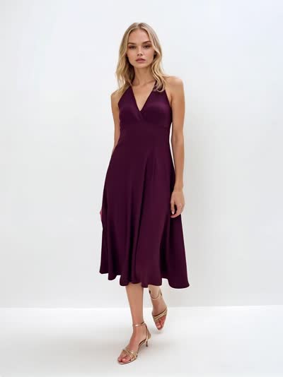 Burgundowa sukienka midi