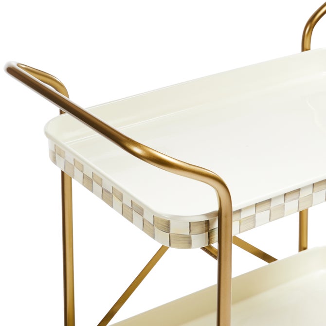 Mocha Check 2-Tier Kitchen Cart