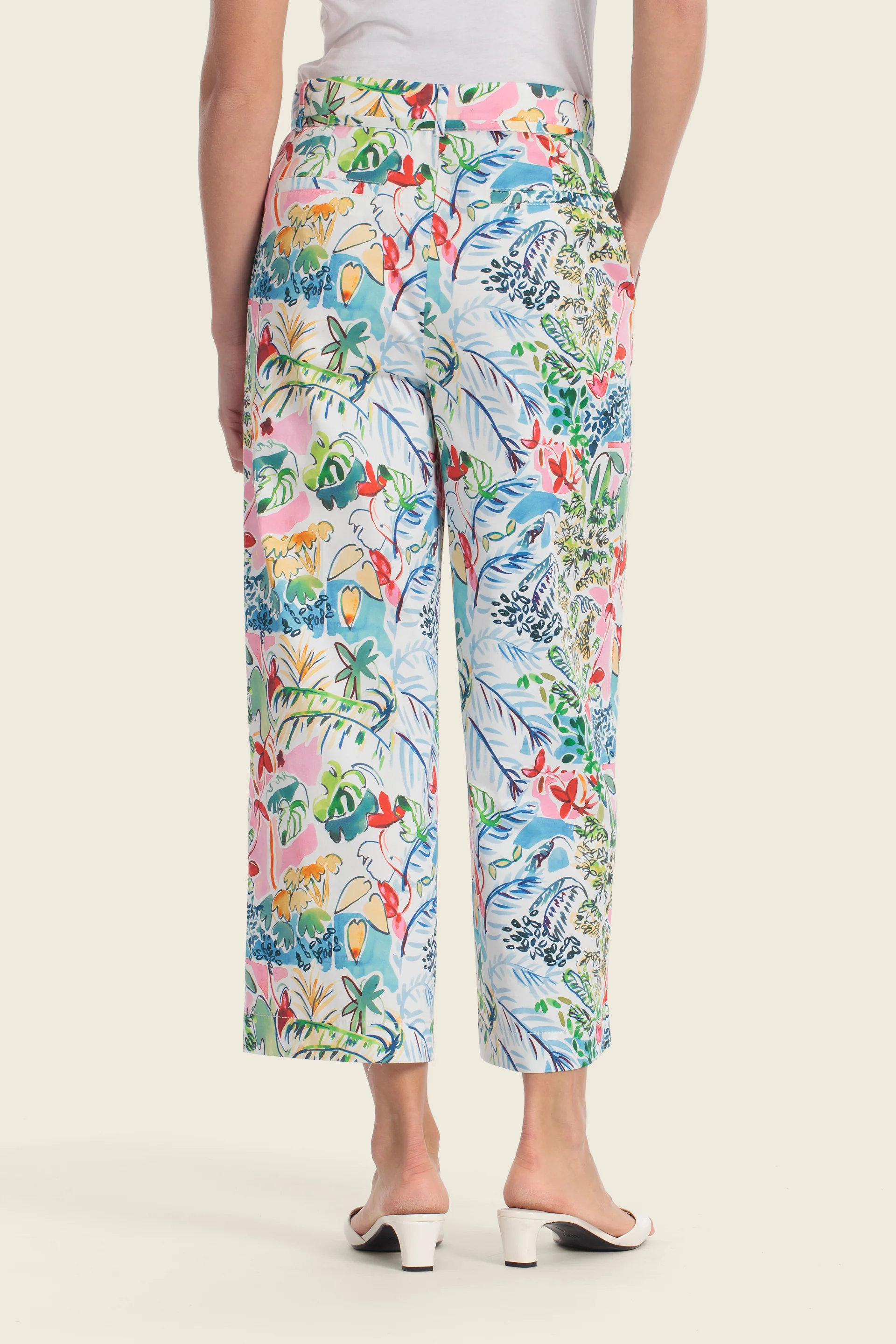 Bedruckte Baumwollhose mit geradem Bein