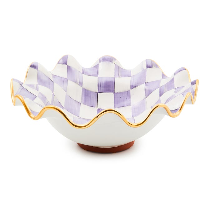 Plum Check Medium Ceramic Fluted Serving Bowl