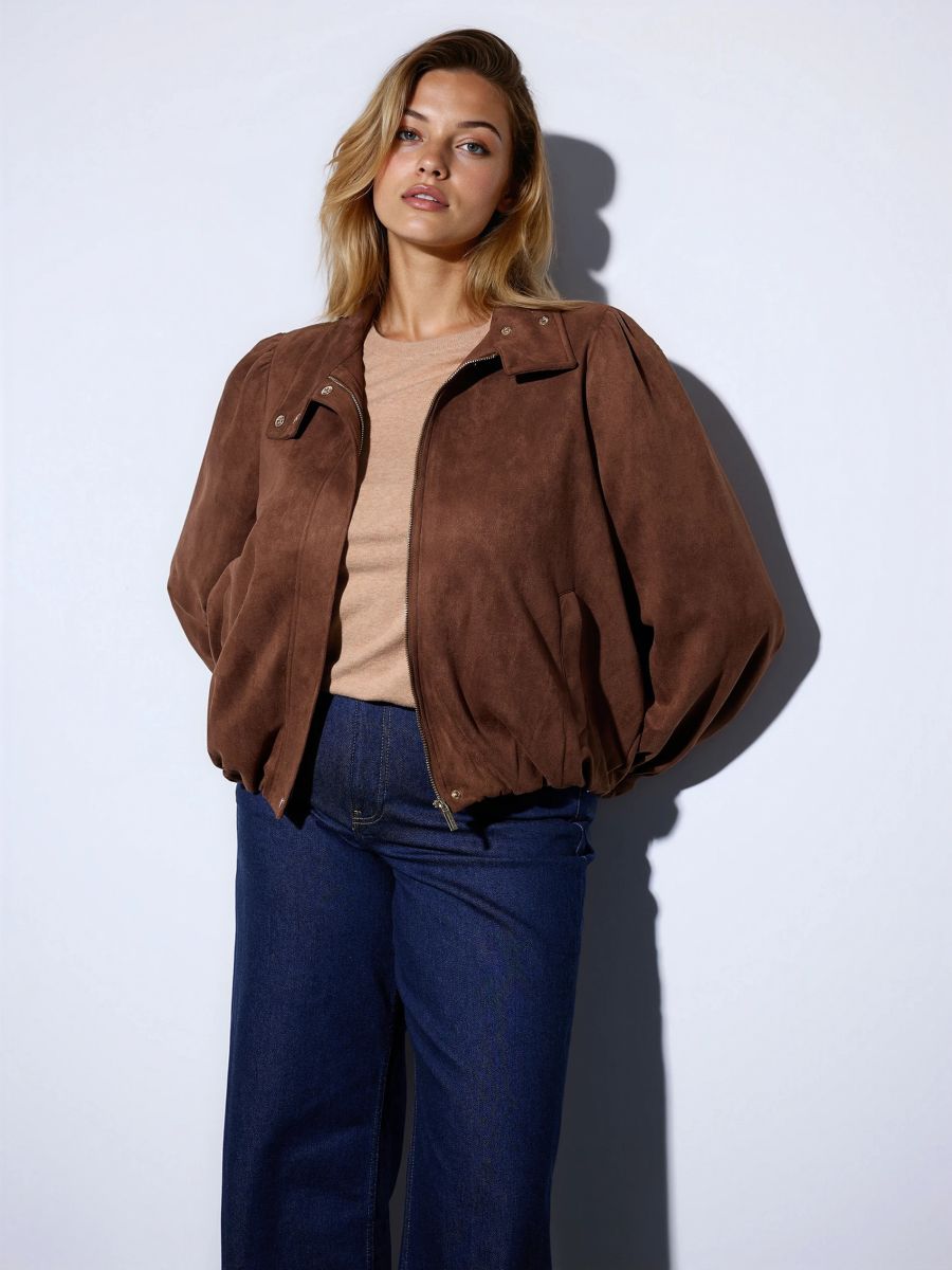 Brązowa kurtka typu biker