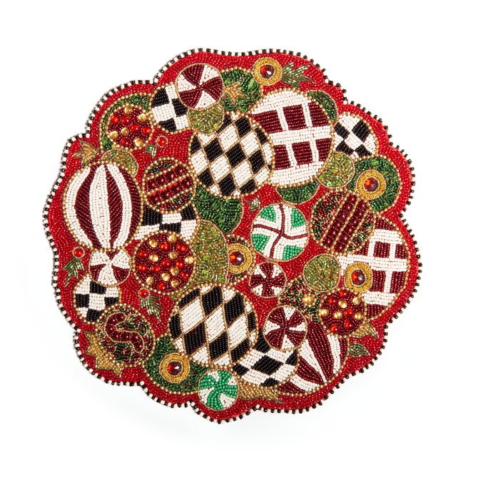 Jolly Ornaments Beaded Placemat