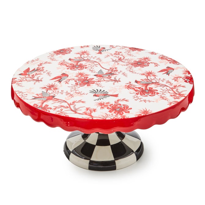 Cardinal Toile Large Pedestal Platter