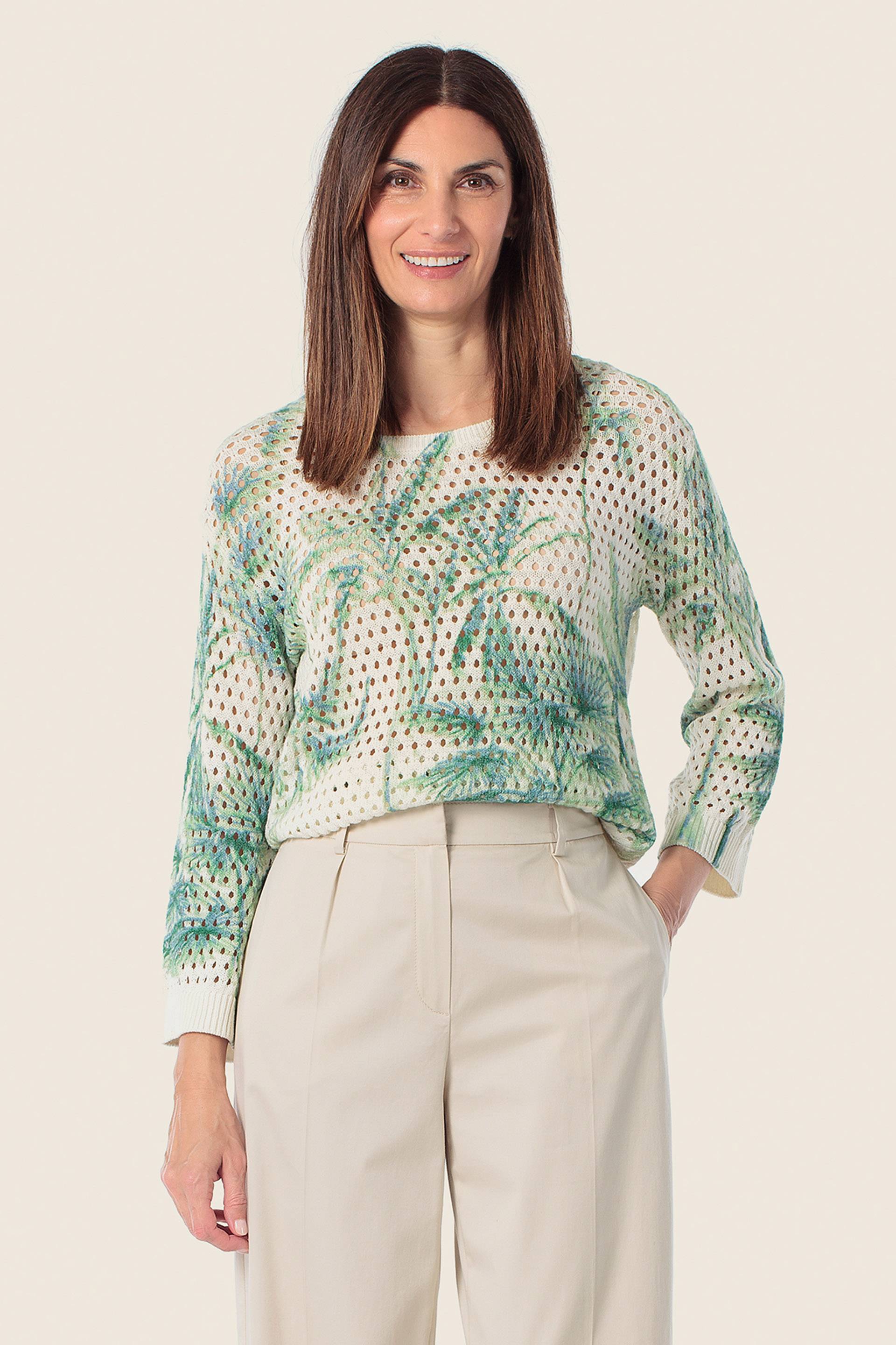 Strickpullover mit Tropen-Muster