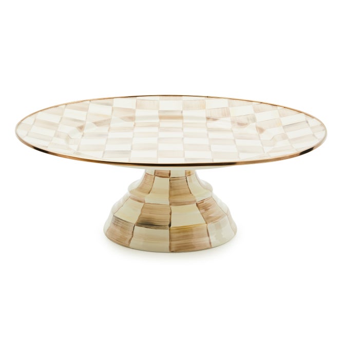 Mocha Check Large Pedestal Platter