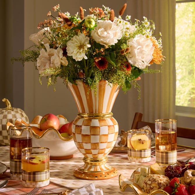 Ginger Check Ceramic Great Vase