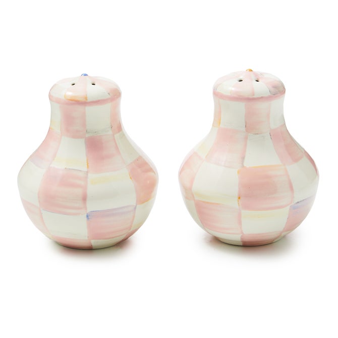 Emerald Check Large Salt & Pepper Shakers