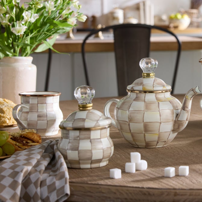 Enamel Lidded Sugar Bowl