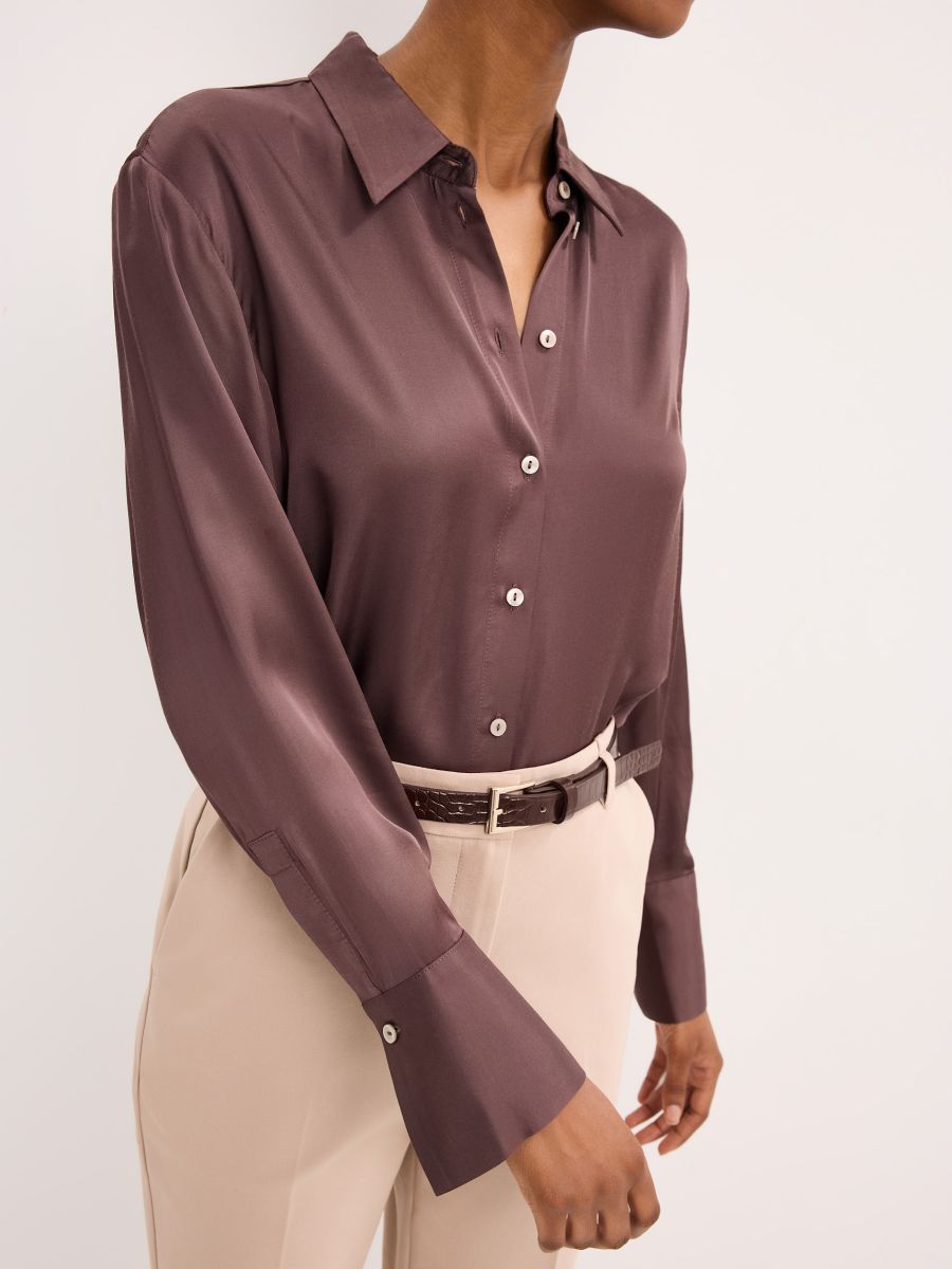 Satynowa koszula w kwiaty