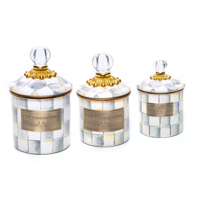 Sterling Check Little Canisters, Set of 3