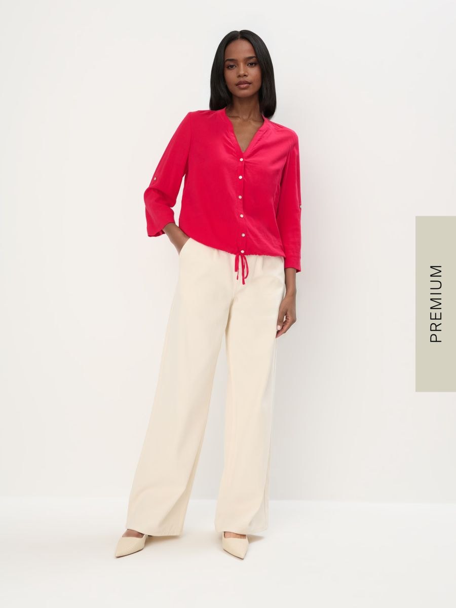 Biała bluzka z lnu i wiskozy