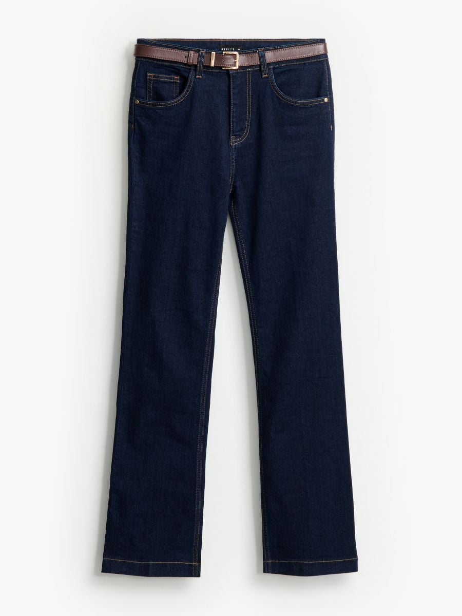 Jeansy bootcut z paskiem