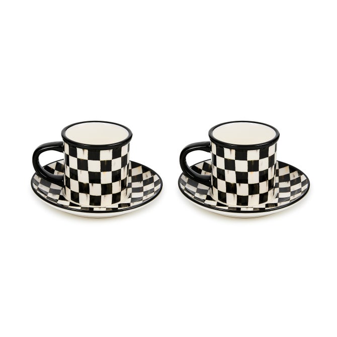 Courtly Check Espresso Cup & Saucer, Set of 2