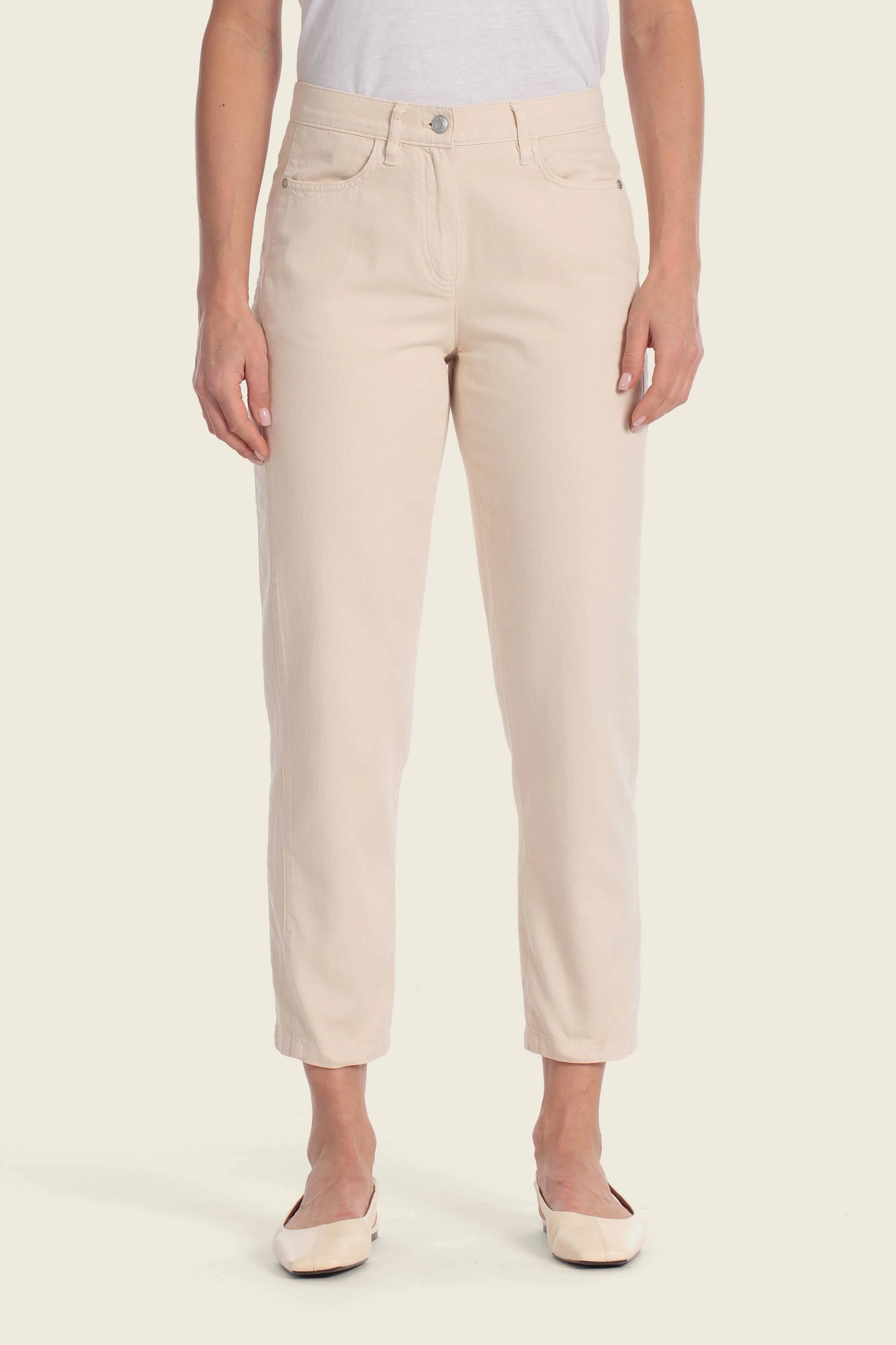 Baumwoll-Leinen-Hose mit 5-Taschen-Design
