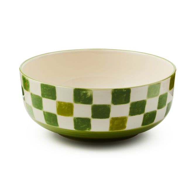 Black Check Serving Bowl